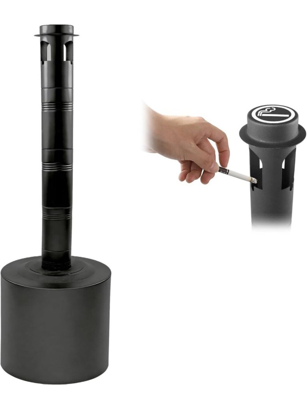 Outdoor Standing Ashtray for Patio - Stainless Steel Cigarette Butt Disposal